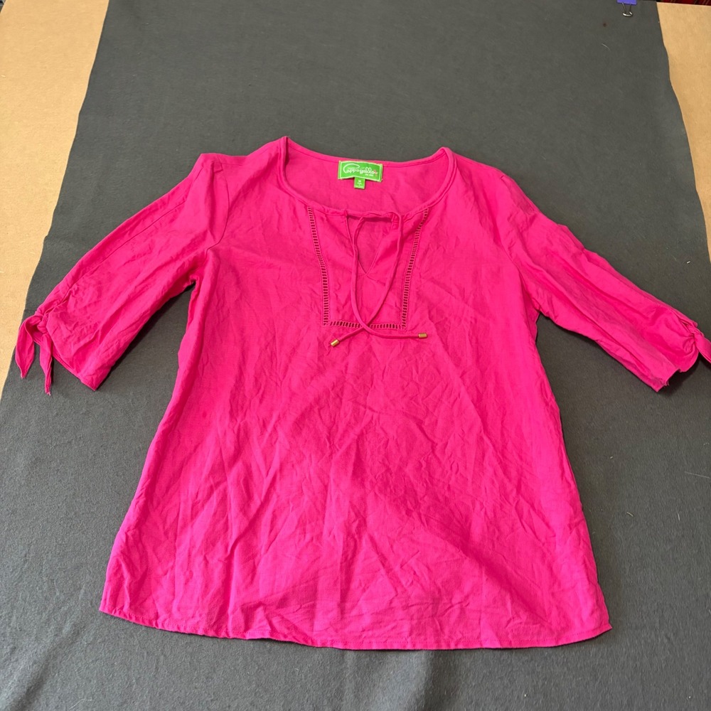 Pappagallo Tunic Top Womens M Pink Boho Colorful Relaxed Hippie Travel Core